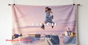 Coach Vintage Gradient Leather Shoulder Bag Flannel Throw Blanket for Sofa and Wall Decor C345